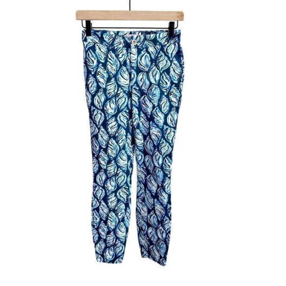 Lilly Pulitzer Keliani Stretch Pants High Tide Blue White Size 00‎
